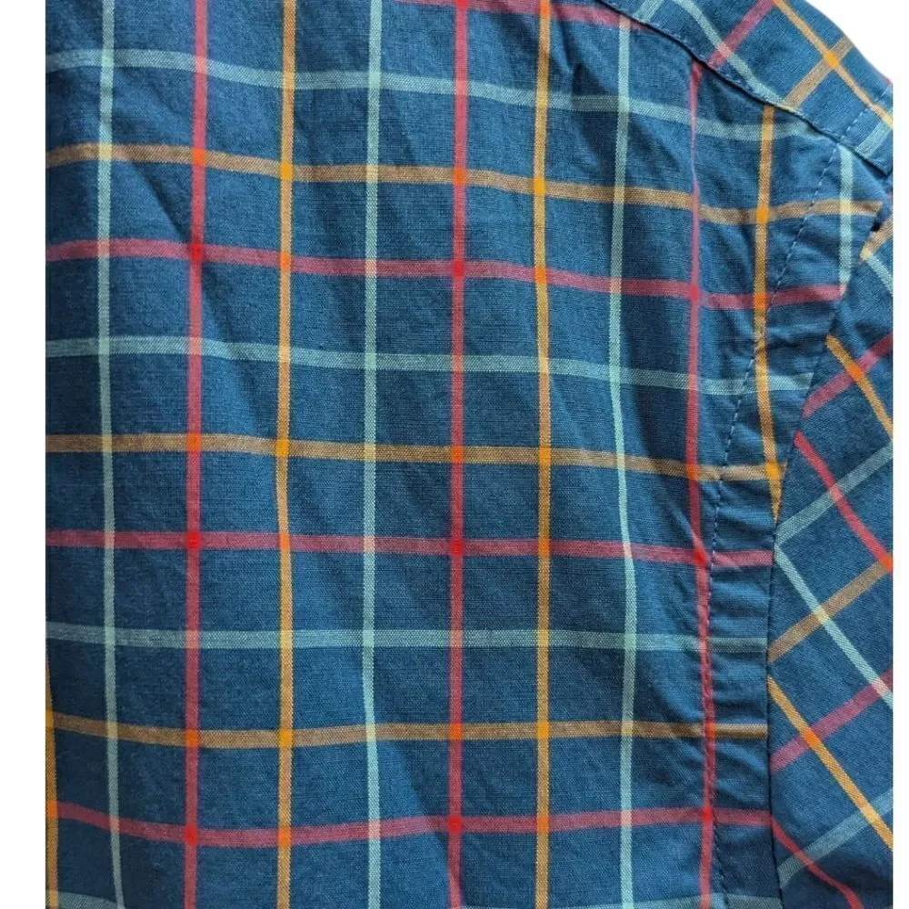 J. Crew Factory Flex Washed Slim Blue & Red Plaid Casual Button Down Shirt NWT